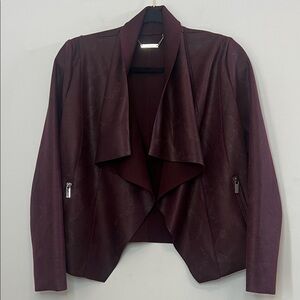 White House Black Market Women's Elegant Burgundy‎ Faux Leather Blazer Jacket XS